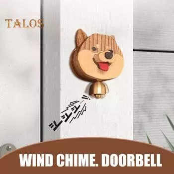 Деревянный дверной звонок в виде собаки, магнитный/липкий дверной звонок в форме мультяшной собаки, звонок для владельцев магазинов с прозрачным звонком