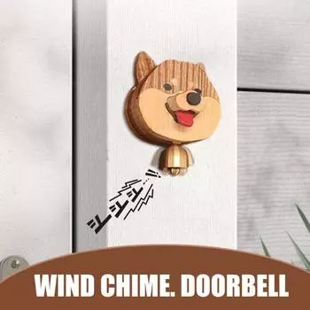 Деревянный дверной звонок в виде собаки с подвеской в виде мультяшной собаки, магнитный/липкий дверной звонок для владельцев магазинов