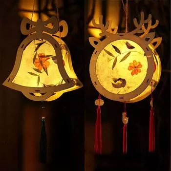 Деревянный фонарь для праздника середины осени, креативный подвесной светильник ручной работы в китайском стиле, светящийся светодиодный фонарь, декор для вечеринки