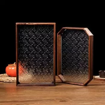 Деревянный фруктовый перекус ванная комната кухня натуральные вечеринки ручной работы органайзер настольный лоток для хранения тиснение