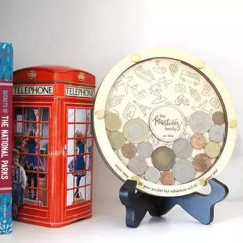 Деревянный футляр для хранения монет, карта мира, шкатулка для хранения драгоценностей, подарок на День защиты детей Small