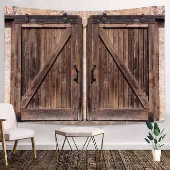 Деревянный гобелен на дверь сарая, настенный гобелен в богемном стиле, винтажные гобелены в стиле хиппи, украшение для спальни, декор комнаты, эстетическое одеяло в стиле бохо 95x73cm