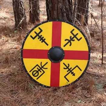 Деревянный гокстадский щит Wayfinder – функциональный костюм Вегвизир ручной работы, реконструкция воина скандинавского викинга, большой круглый щит с гербом