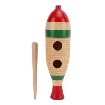 Деревянный Guiro красочный рыбный прямой цилиндрический ударный инструмент Guiro игрушка для детей