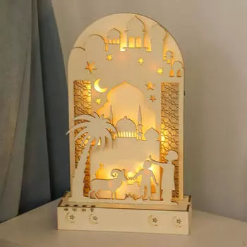 Деревянный Ид Мубарак Светильник Декор Настольная Лампа Праздничное Украшение Подарок Мусульманская Ночь Style A