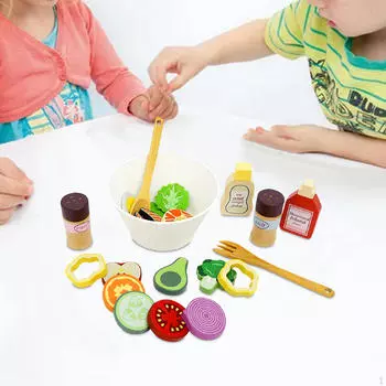 Деревянный игровой набор «Салат» Игровой набор для развития мелкой моторики Ролевые игры с едой для детей