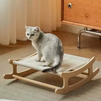Деревянный износостойкий кошачий гамак, съемная кровать для кошек, серый гамак для домашних животных, экономящий место, гамак для игр и лазания One size