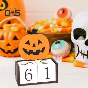 Деревянный календарь обратного отсчета на Хэллоуин, Адвент-календарь на Хэллоуин, тыква ручной работы, замок-призрак, настольное украшение жёлтый