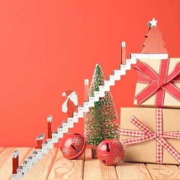 Деревянный календарь обратного отсчета времени для лестницы Санта-Клауса 2024 года, рождественский календарь для восхождения по лестнице со съемным декором для стола в виде Санта-Клауса 2pcs