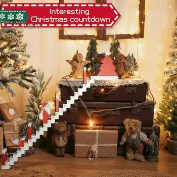 Деревянный календарь обратного отсчета времени для лестницы Санта-Клауса 2024 года, рождественский календарь для восхождения по лестнице со съемным декором для стола в виде Санта-Клауса 2pcs