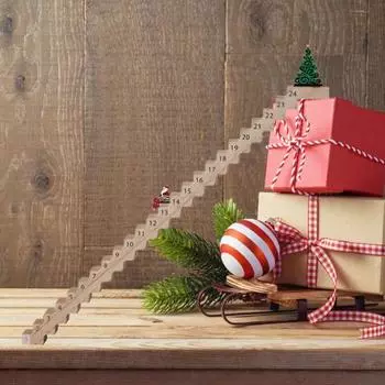 Деревянный календарь обратного отсчета времени для лестницы Санта-Клауса 2024 года, рождественский календарь для восхождения по лестнице со съемным декором для стола в виде Санта-Клауса 1Pair