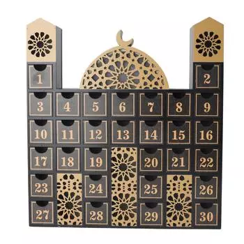 Деревянный календарь обратного отсчета времени до Рамадана со светодиодной подсветкой. Обратный отсчет времени до праздника Ид. Адвент-календарь для