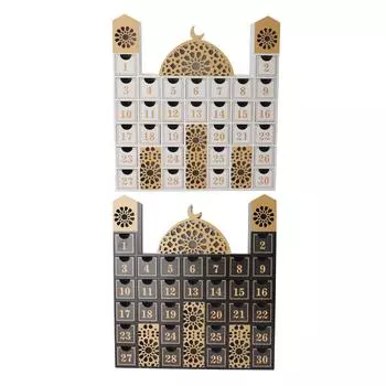 Деревянный календарь обратного отсчета времени до Рамадана со светодиодной подсветкой, обратный отсчет времени до праздника Ид, адвент-календарь для Celebra JM01508