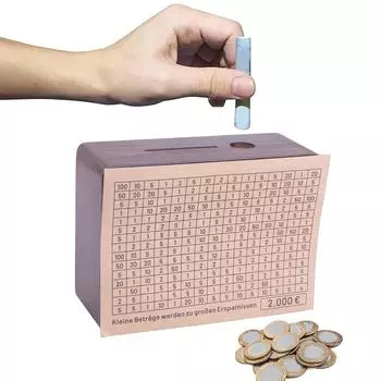 Деревянный контейнер для монет, деревянная копилка, копилка, органайзер для хранения денег с наклейками с номерами для легкой организации чёрный