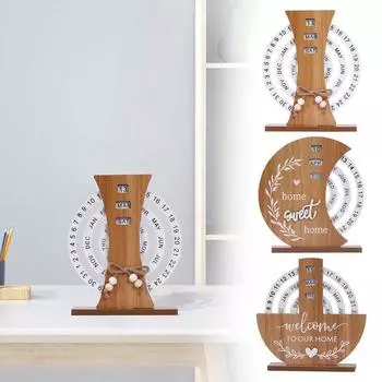 Деревянный креативный календарь, мода, украшение для крыльца дома, ручной поворотный календарь, офисное украшение для рабочего стола, настольный календарь
