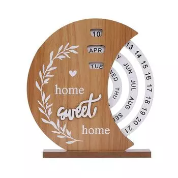 Деревянный креативный календарь, украшение для входа в дом, настольные украшения, ручной вращающийся настольный календарь, вращающийся настольный настольный календарь One Size