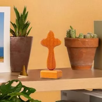 Деревянный крест с магнитной основой, ручной работы, молитвенный крест веры, домашний офис, книжная полка, украшение для рабочего стола легкие хаки
