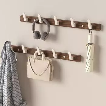Деревянный крючок для ванной комнаты, орех, черный, алюминиевый, настенный, 3, 4, 5, 6 рядов, крючки для спальни, туалета, полотенец, держатель для ключей, подвесной