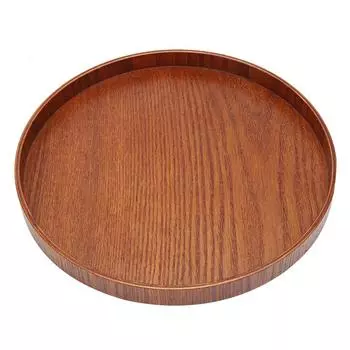 Деревянный круглый поднос для чашек чая, держатель для кофейных тарелок, поднос для сервировки для дома Teahouse, темно-коричневый, 27 см x 2 см темно-коричневого
