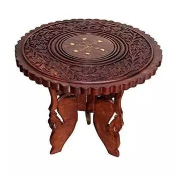 Деревянный круглый складной столик-табурет с 3 ножками – 22,86 см для чая, закусок, кофе, офиса или гостиной как