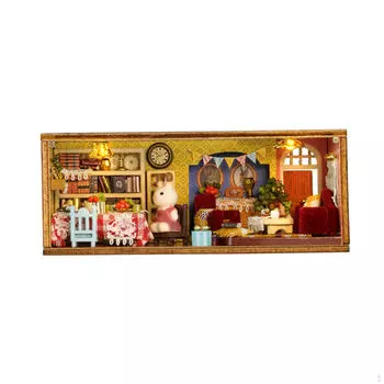 Деревянный кукольный дом, вечерние сувениры, строительные блоки, реалистичный миниатюрный кукольный домик для гостиной Living Room
