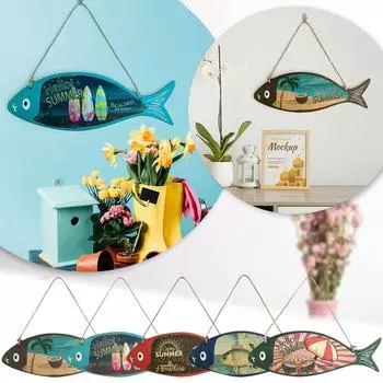 Деревянный кулон с рыбой, украшение для украшения дома, кулон для сада, кулон с подвеской One Size тёмно-синий