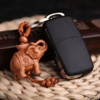 Деревянный кулон в виде слона, унисекс, автомобильный брелок для ключей, подарок