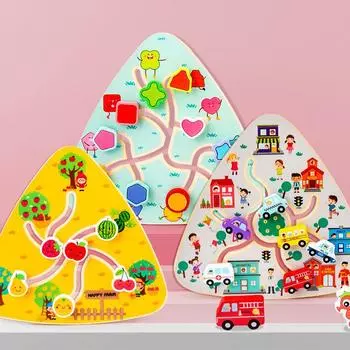 Деревянный лабиринт на фруктовую тематику для детей от 1 до 3 лет: Игра на концентрацию внимания «родитель-ребенок» One-way traffic