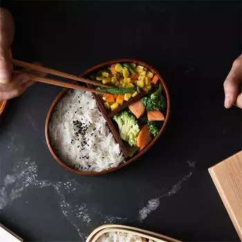 Деревянный ланч-бокс, японские переносные бенто-боксы, контейнер для еды с отсеком, деревянный ящик для пикника, товары для дома