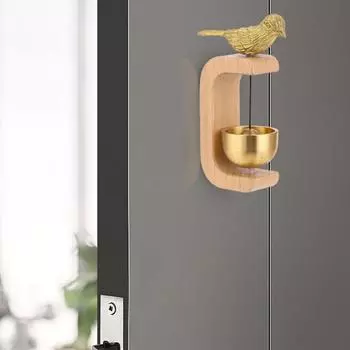 Деревянный латунный колокольчик для владельцев магазинов с золотой птицей, громкий звук, подвесной колокольчик для входной двери, ветряная музыка, магнитный дверной звонок для открытия двери, домашнего офиса, входа в магазин