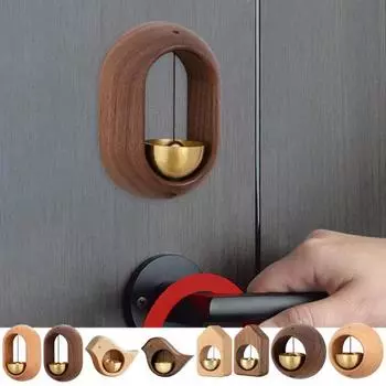 Деревянный латунный колокольчик для владельцев магазинов с громким звуком, подвесной колокольчик для входной двери, подвесная музыка ветра, магнитный дверной звонок для открытия двери, украшение для входа в магазин, домашний офис A Round