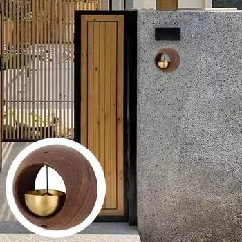 Деревянный латунный колокольчик для владельцев магазинов с громким звуком, подвесной колокольчик для входной двери, подвесная музыка ветра, магнитный дверной звонок для открытия двери, украшение для входа в магазин, домашний офис A Round