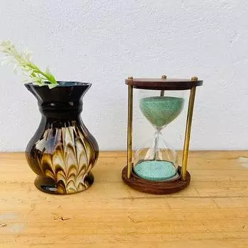 Деревянный латунный песочный таймер для домашнего декора, винтажные морские песочные часы ручной работы