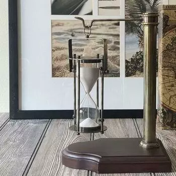 Деревянный латунный подвесной песочный таймер, красивый домашний декор, винтажный подарок в виде песочных часов