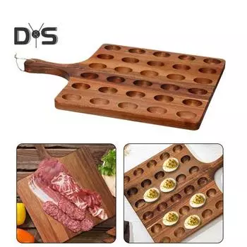 Деревянный лоток для яиц с веревочной ручкой, двусторонний держатель для яиц для кухни, подставка для яиц на 30 отверстий для вечеринок в холодильнике, сервировочное блюдо из акации для коричневый