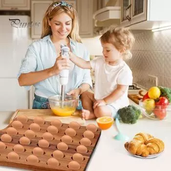 Деревянный лоток для яиц с веревочной ручкой, двусторонний держатель для яиц для кухни, подставка для яиц на 30 отверстий для вечеринок в холодильнике, сервировочное блюдо из акации для коричневый