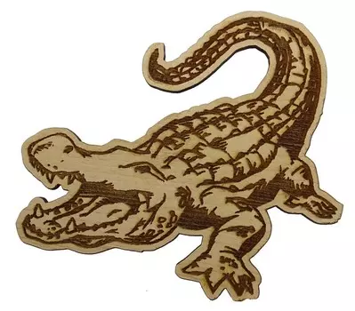 Деревянный магнит-сувенир в виде крокодила, магнит на холодильник в виде животного 4 x 2.5 Inches коричневый