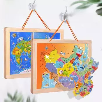 Деревянный магнитный пазл с картой Китая - детская география и познавательная игрушка