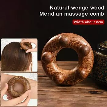 Деревянный массажер для кожи головы с пятью бусинами, ручной массажер для головы, деревянный расслабляющий спа-инструмент для роста волос, здоровья