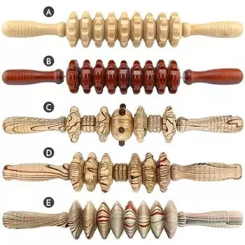 Деревянный массажер Многофункциональный дизайн с рифлеными шестернями Износостойкая легкая противоскользящая ручка Вращающийся на 360 градусов лицевой массажер для ног A