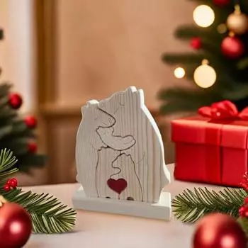 Деревянный медведь Yousheng, семейный пазл, украшение, любовь, сердце, обнимающее мать, отца, медвежонка, пазл, домашний офис, книжная полка, украшение рабочего стола 3pcs