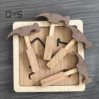 Деревянный молоток головоломка доска головоломка цельное дерево четыре молотка головоломка игра портативный путешествия дети подростки взрослые обучающая игрушка 1 Set