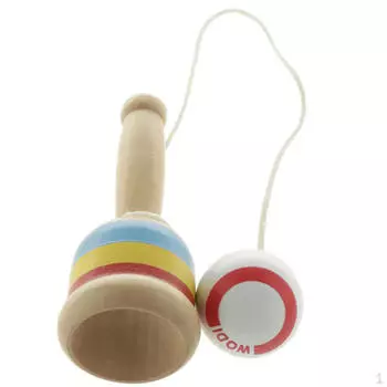 Деревянный мяч и чашка для игры в традиционные японские игрушки - белые