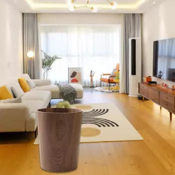 Деревянный мусорный бак в скандинавском стиле без инструментов для чистки крышки, декоративный wood 1 flat