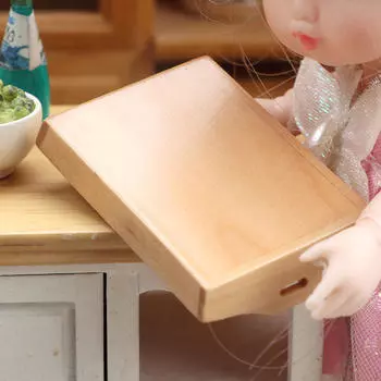 Деревянный набор фруктовых тарелок для кукольного домика light brown