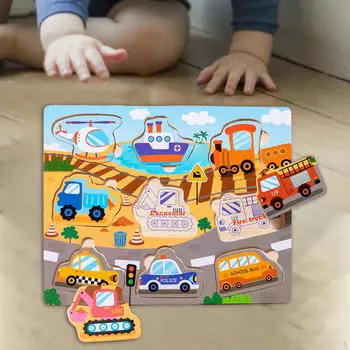 Деревянный набор пазлов «Животные», игры для раннего развития, 3D-пазлы traffic boards