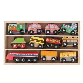 Деревянный набор поездов, яркие цветные игрушки для маленьких поездов, набор сцен для железнодорожных путей для детей старше 2 лет
