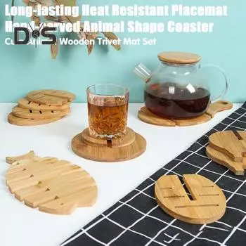 Деревянный набор теплоизоляционных подставок в виде животных, нескользящие подставки под горячее, не дающие ожогов, 3D-подставки в форме животных для кастрюль и чайников Fish