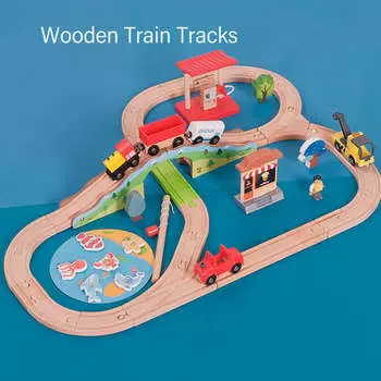 Деревянный набор железнодорожных путей, набор для моделирования городского поезда для детей, детская игрушка для малышей старше 2 лет