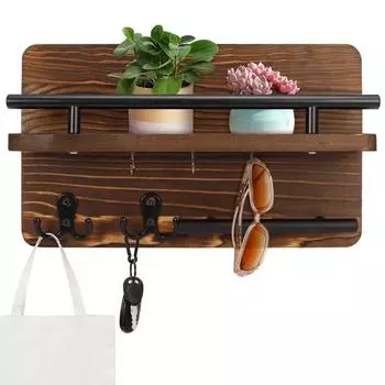 Деревянный настенный держатель ключей с 5 крючками, почтовый органайзер с полкой, домашний декор для прихожей, коридора